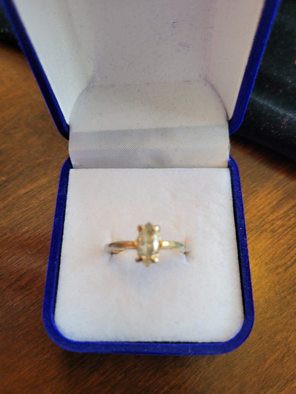 Elegant Golden Oval Simulated Diamond Ring